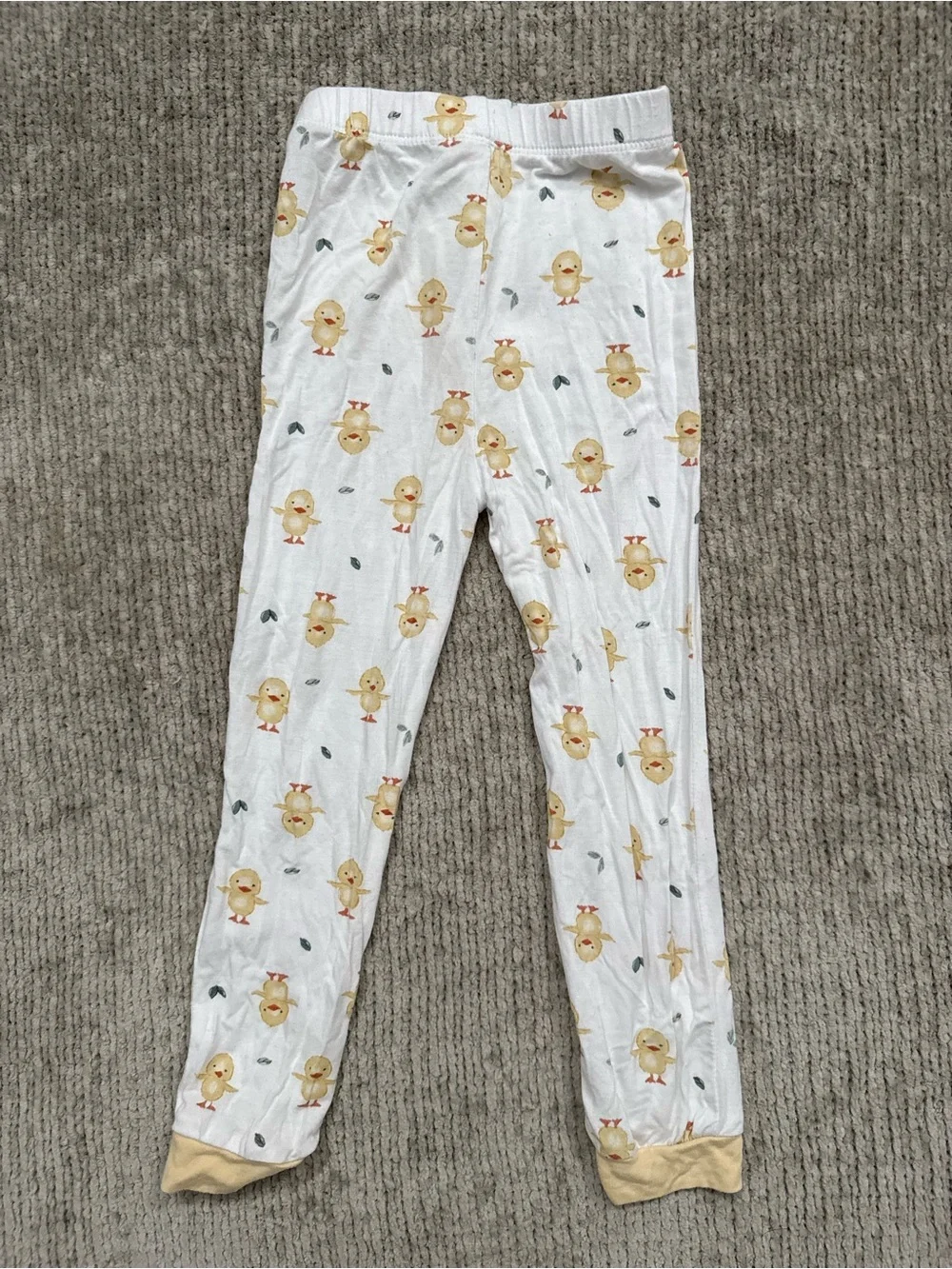 Milkberry Pajamas 3T Bamboo Yellow Duck Chick Print Two Piece Pajama Set
